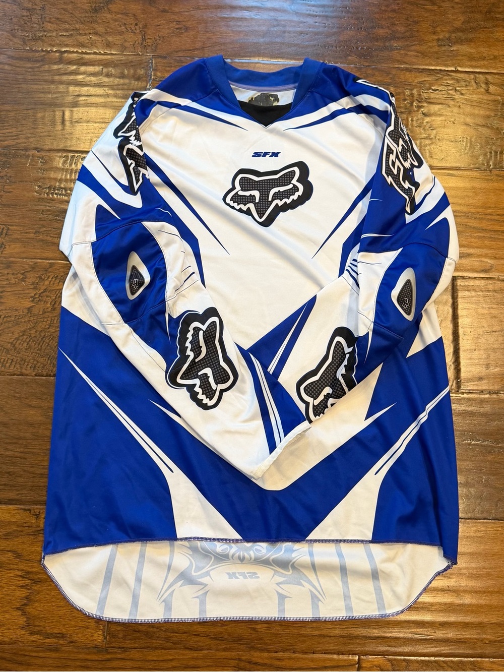 Vtg Y2k Fox Racing Jersey Mens Sz X-Large Blue Long Sleeve Motocross Elbow Pads